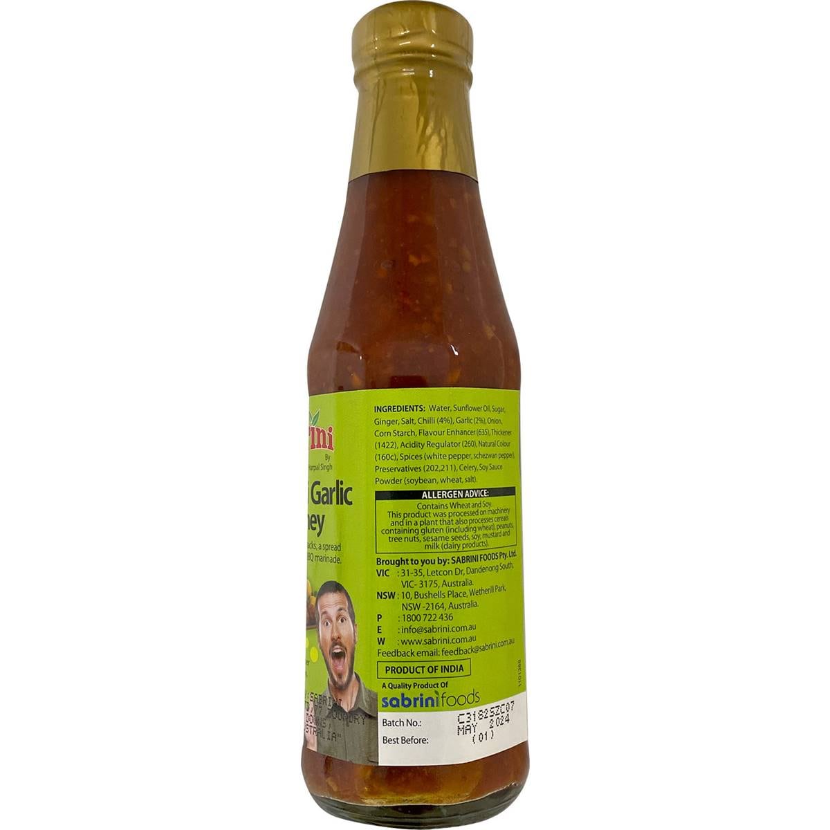 Sabrini Hot Chilli Garlic Chutney 340g Woolworths