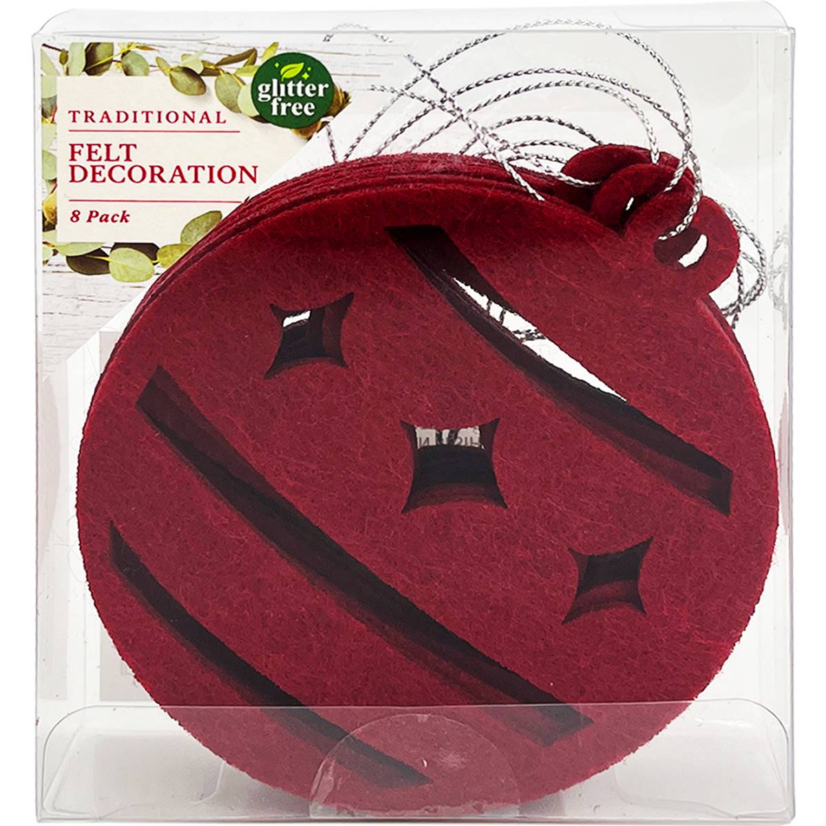 Christmas Decoration Traditional Felt Baubles Red