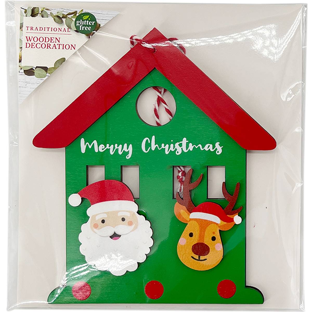 Christmas Decoration Traditional Wooden House Santa