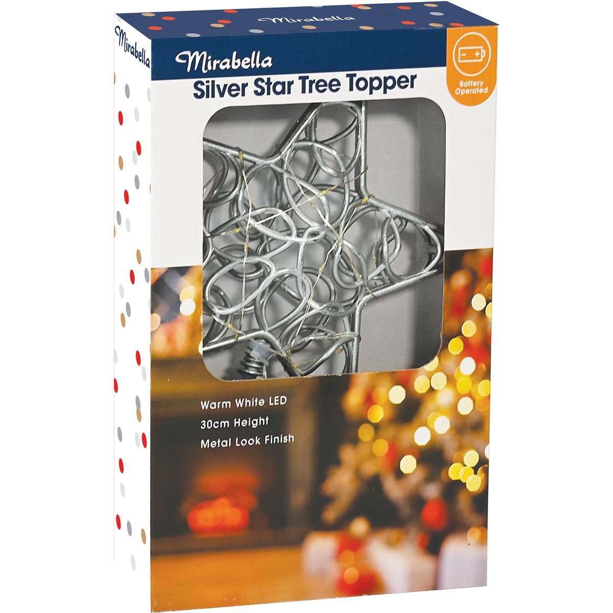 Christmas Deluxe Tree Star Battery Operated Silver