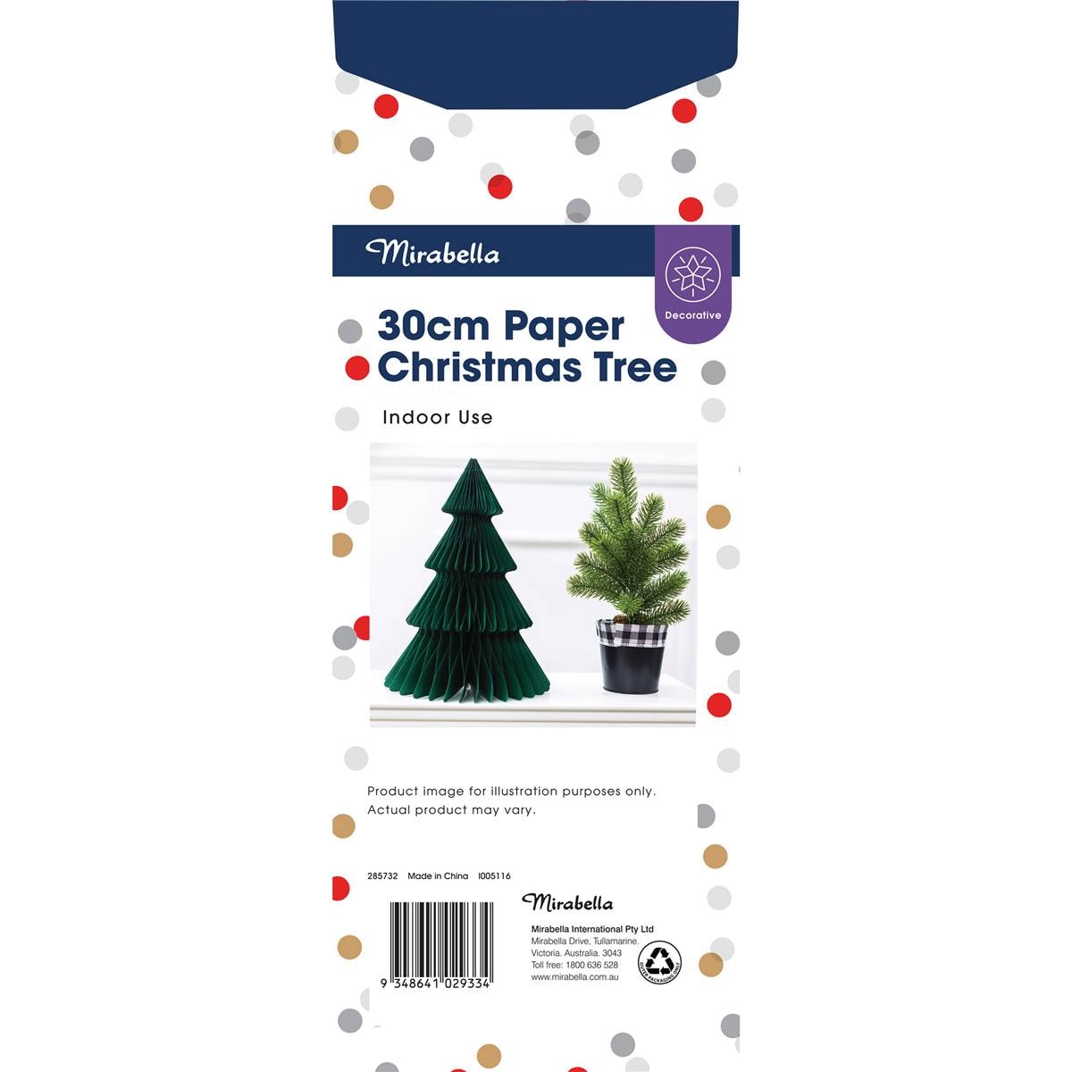 Mirabella Christmas Paper Tree Decoration Green Each Woolworths