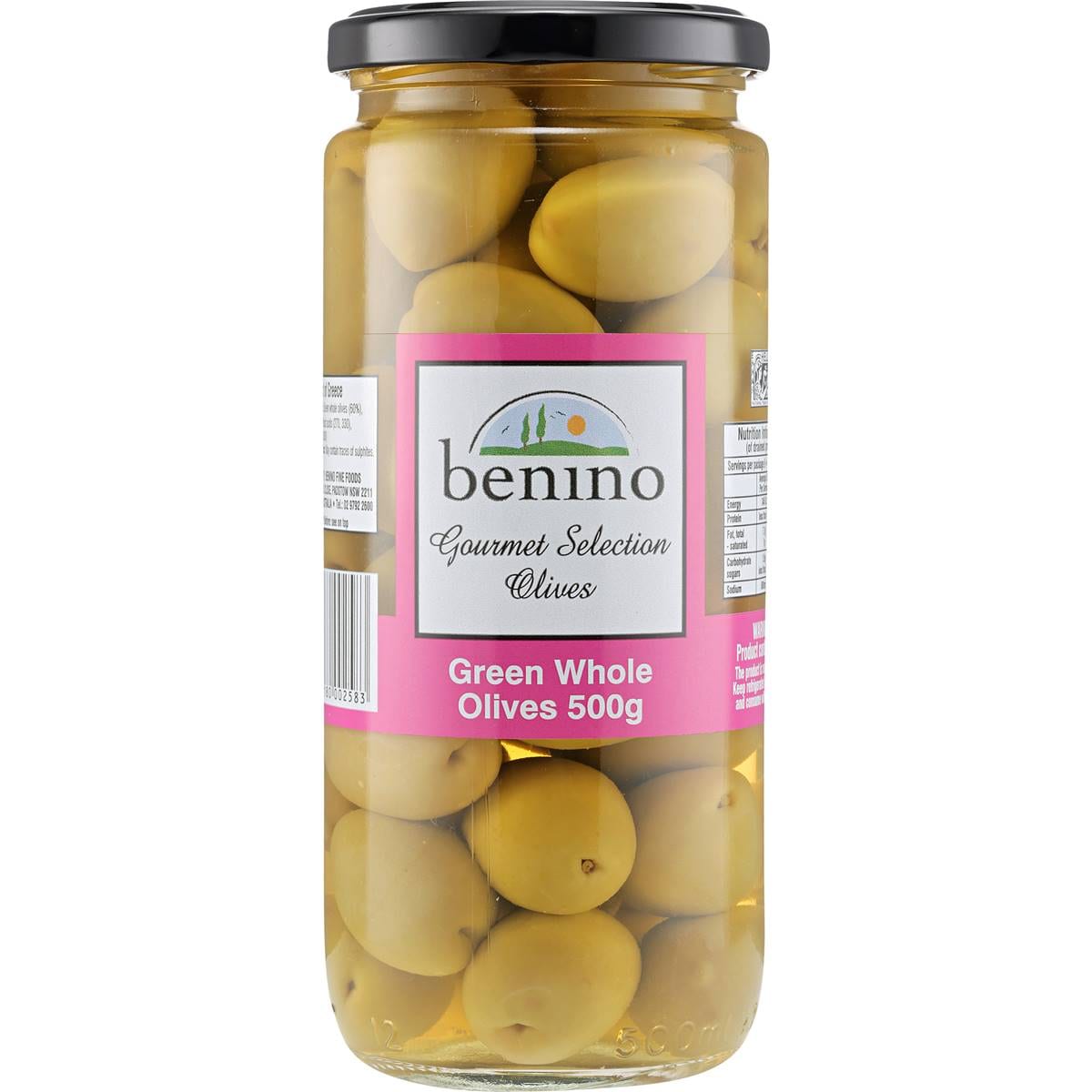 Benino Green Whole Olives 500g Woolworths