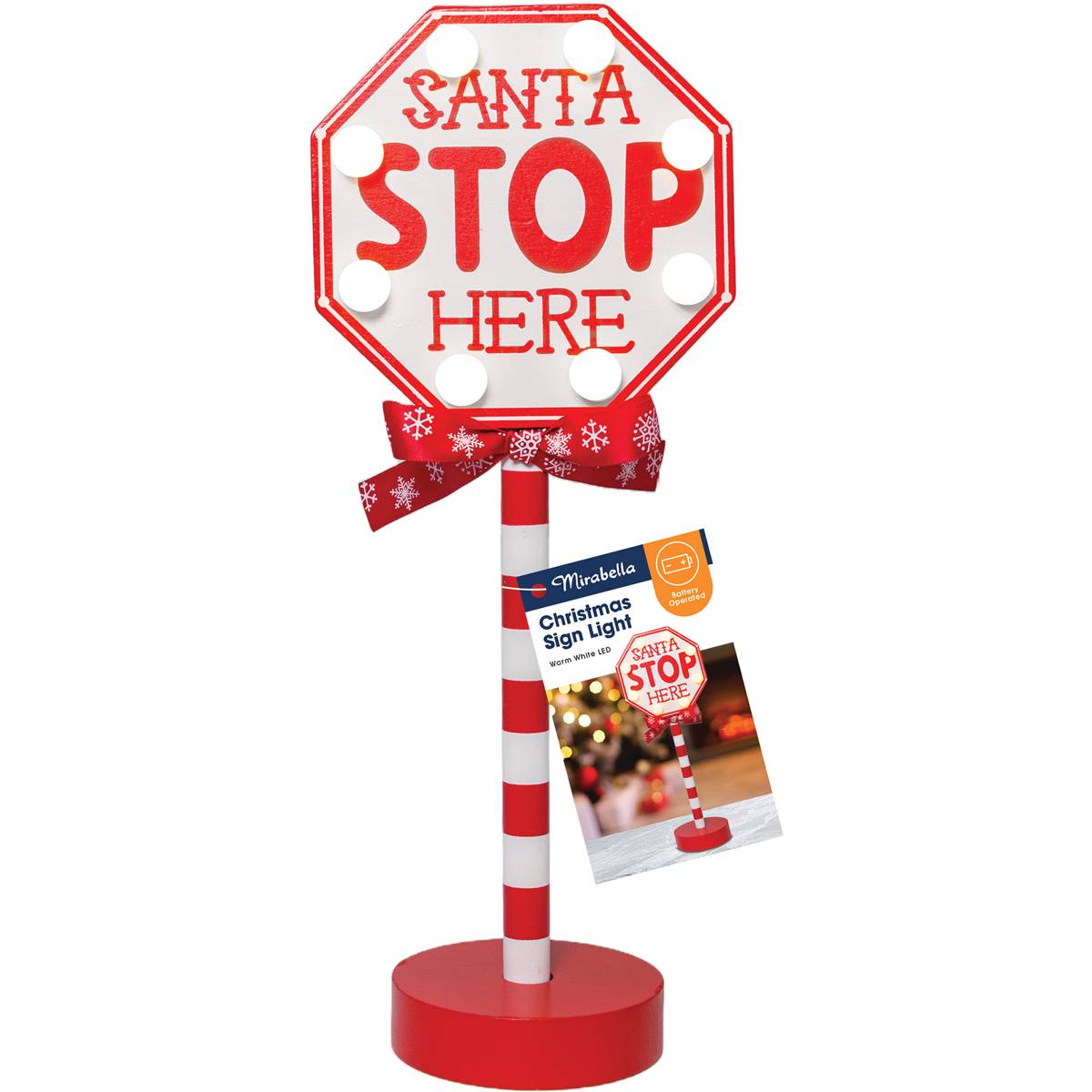 Mirabella Christmas Santa Stop Here Sign White