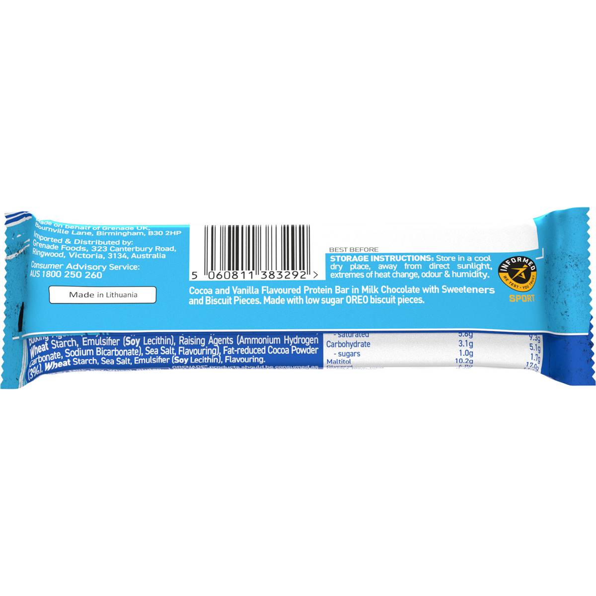 Grenade Oreo Milk Choc High Protein Bar G Woolworths