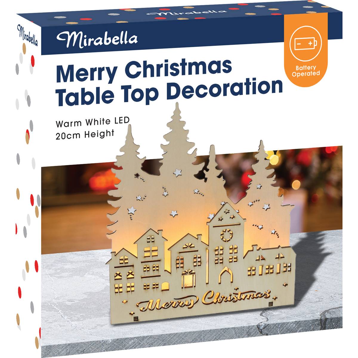 Mirabella Light Up Table Top Decoration Merry Christmas