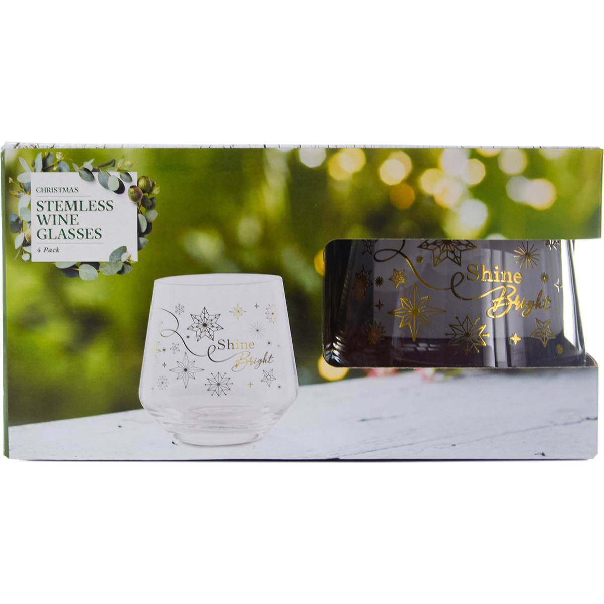 Christmas Stemless Wine Glasses 4 Pack Woolworths