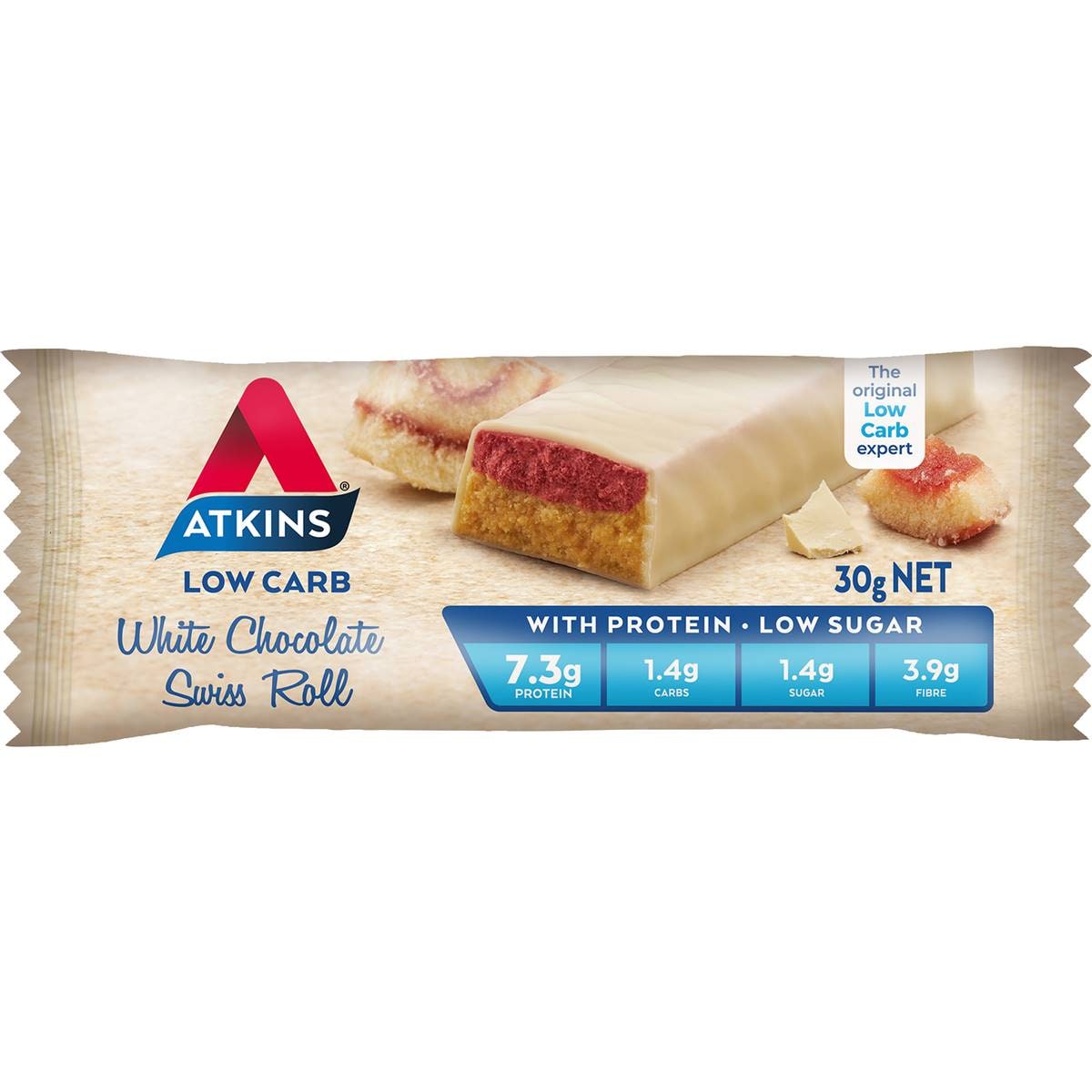 Atkins Low Carb White Choc Swiss Roll 30g Woolworths
