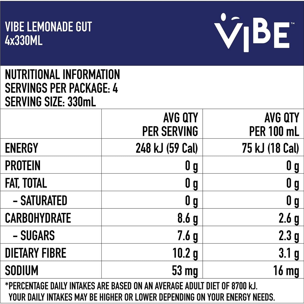 Vibe Gut Lemonade 330ml X 4 Pack Woolworths vibe-gut-lemonade-330ml-x-4-pack-woolworths