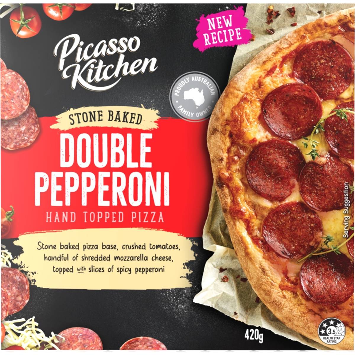 Picasso Kitchen Stone Baked Pizza Double Pepperoni 420g Woolworths