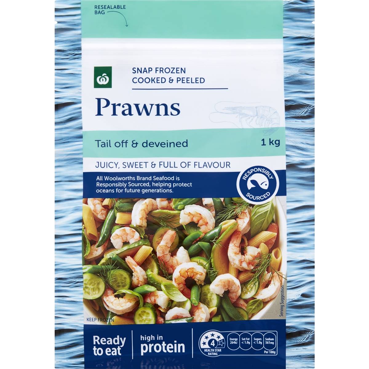 Woolworths Snap Frozen Cooked & Peeled Prawns 1kg Woolworths