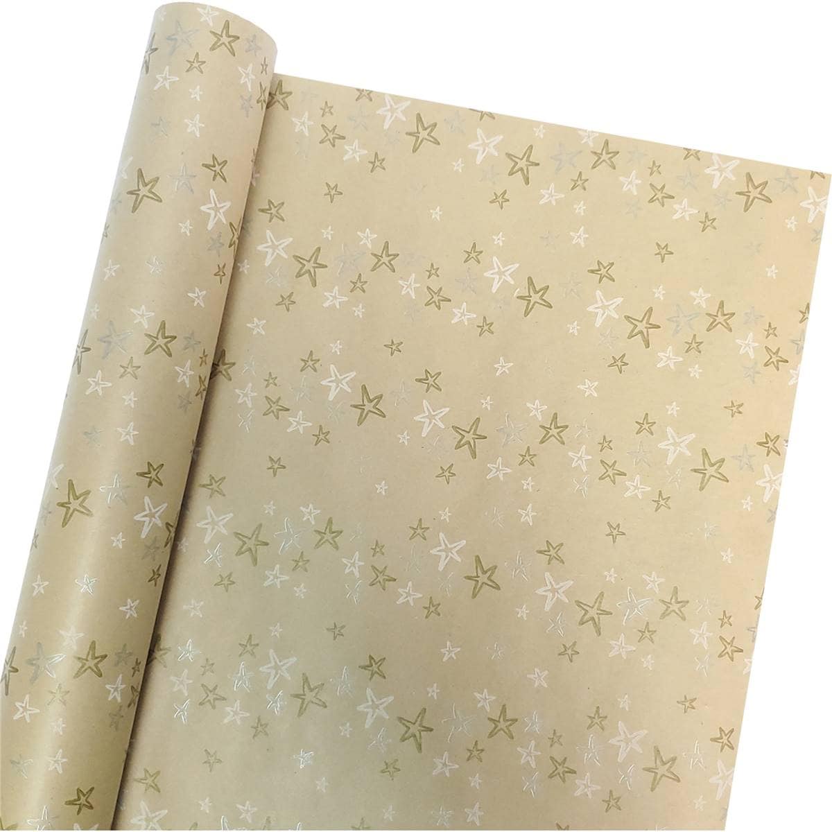 Christmas Kraft Wrapping Paper Stars 5m Each Woolworths