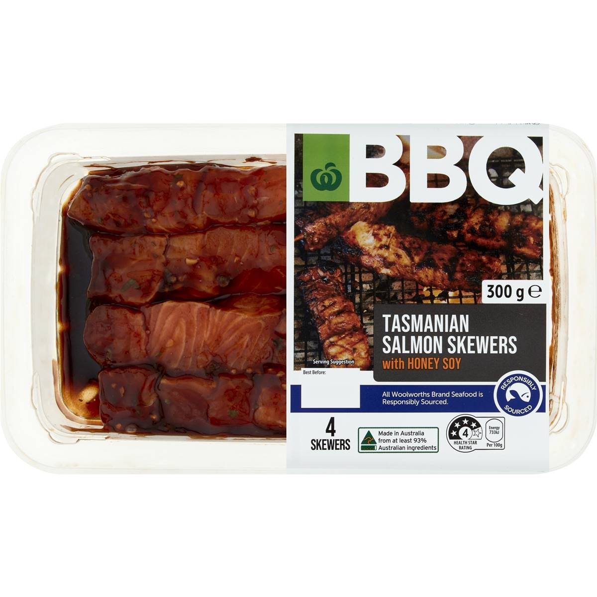 Woolworths Tasmanian Salmon Skewers With Honey Soy 4 Pack Woolworths