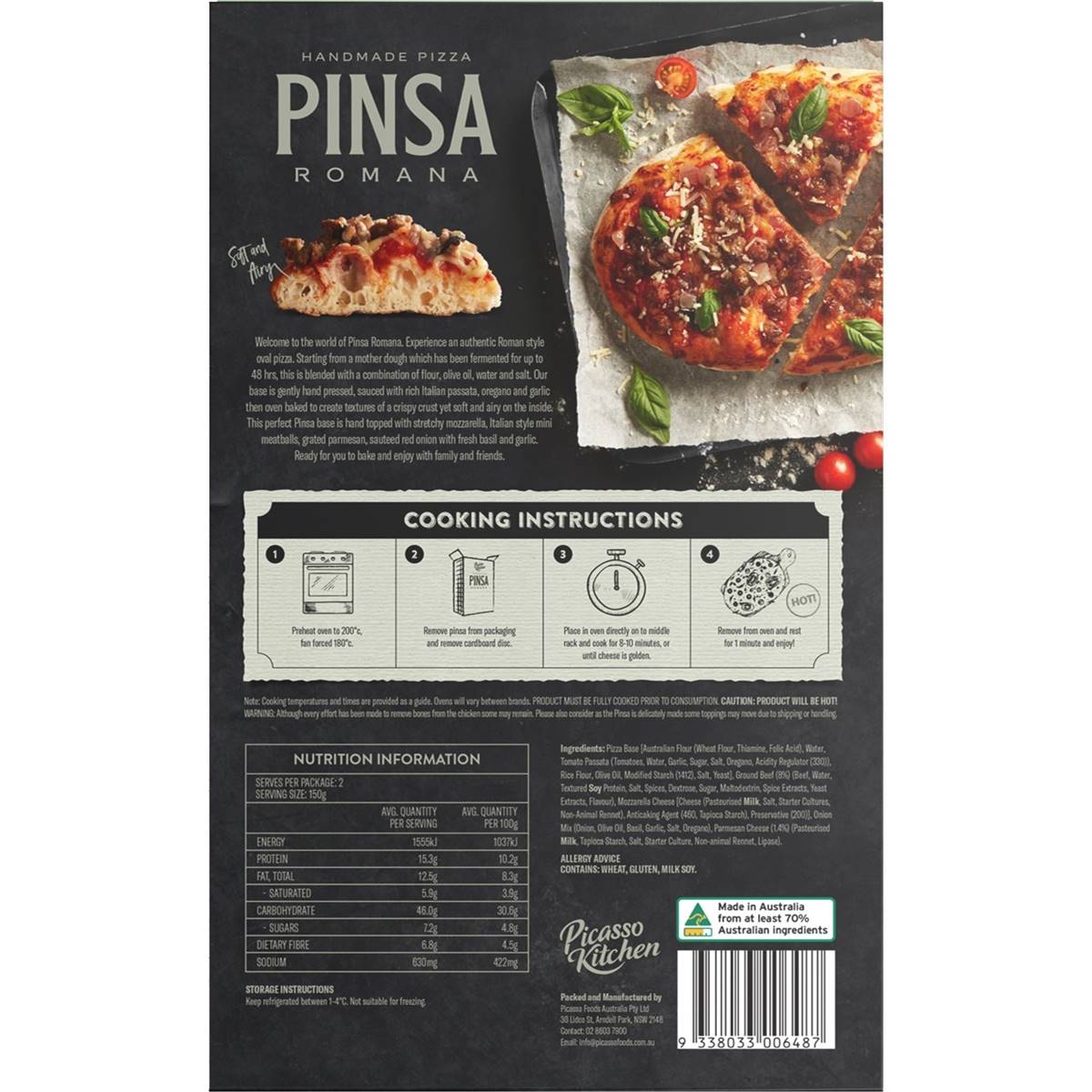 Picasso Kitchen Pinsa Romana Mini Meatballs & Parmesan 300g Woolworths