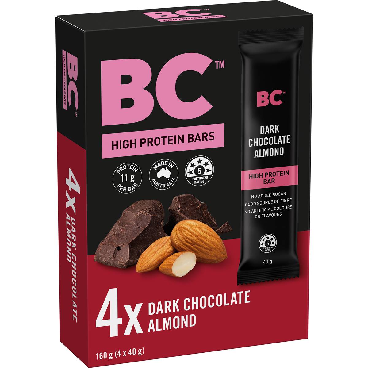 Bc Snacks High Protein Dark Chocolate Almond Bars Multipack 40g X 4