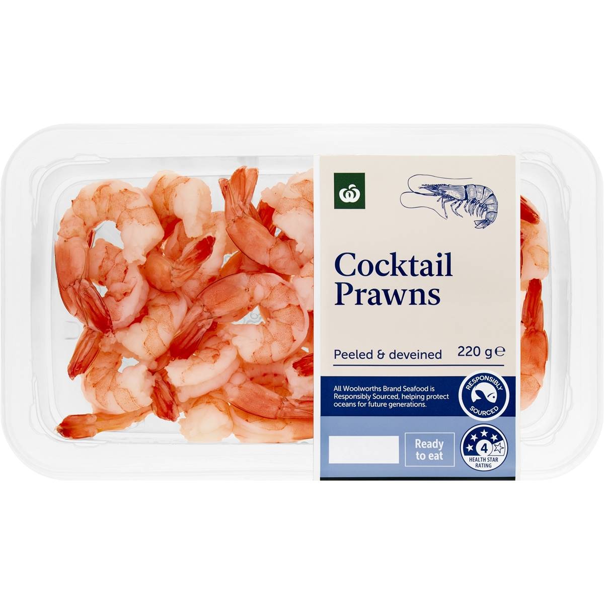 Woolworths Cocktail Prawns Peeled & Deveined 220g Woolworths