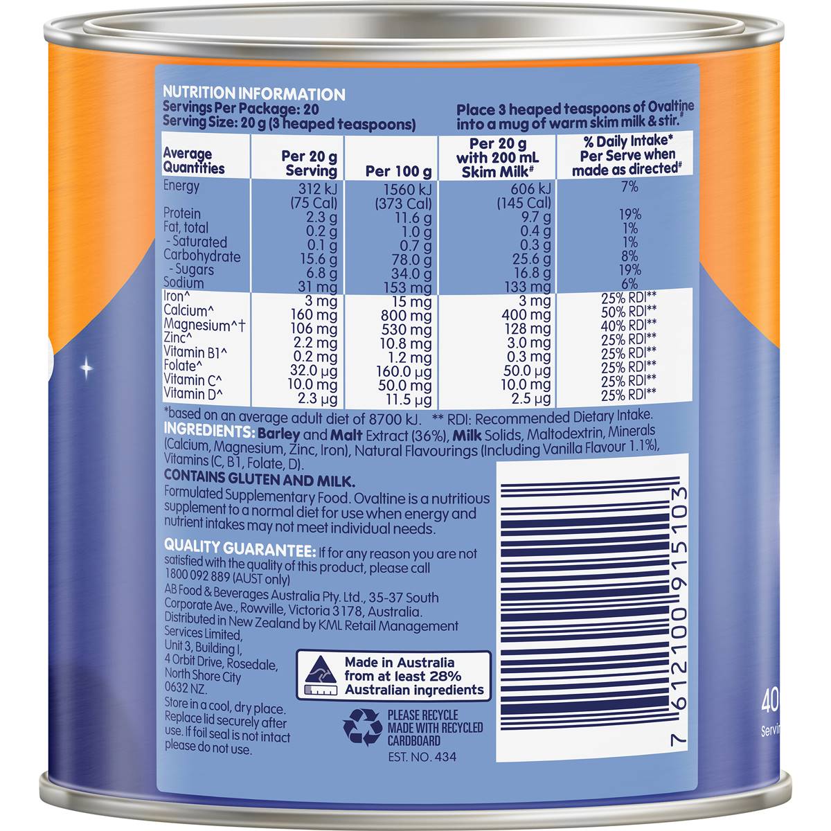 Ovaltine Sleep Vanilla 400g Woolworths