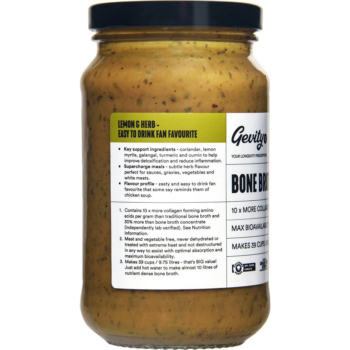 Gevity Rx Bone Broth Body Glue Lemon & Herb 390g Woolworths