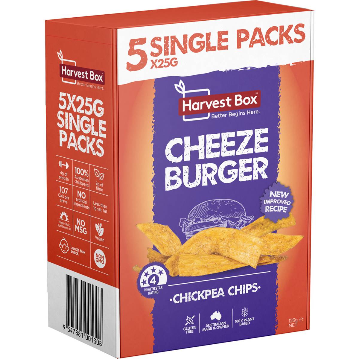 Harvest Box Chickpea Chips Cheese Burger 5 Pack Woolworths