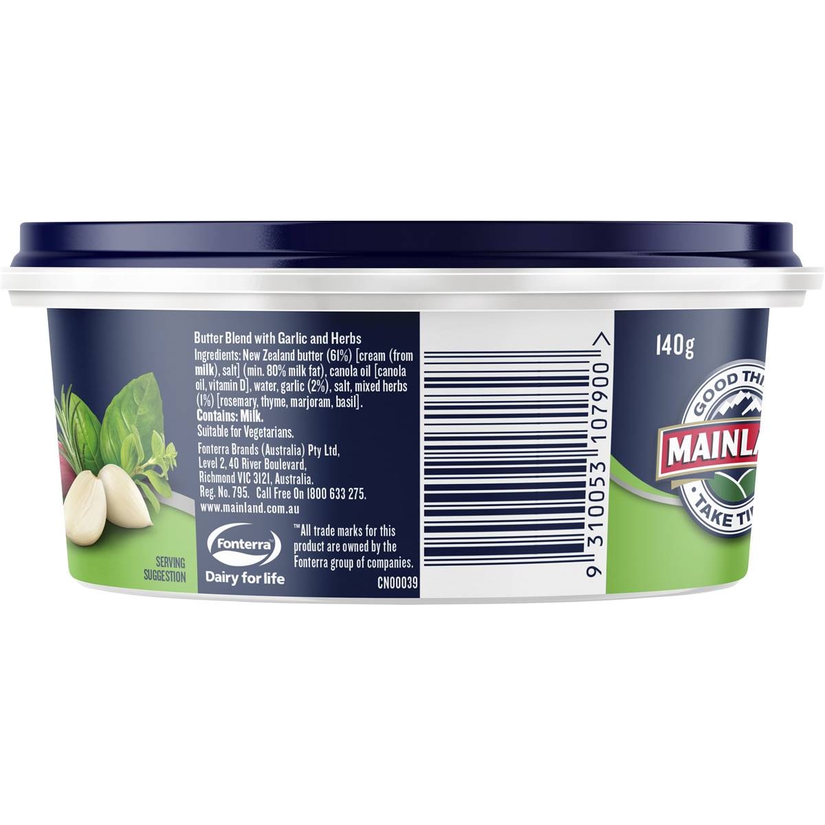 Mainland Garlic & Herbs Spread 140g Woolworths