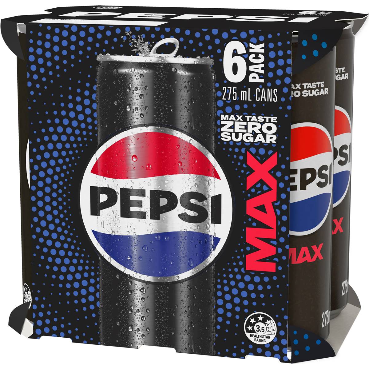 pepsi-max-no-sugar-cola-soft-drink-mini-cans-multipack-275ml-x-6-pack