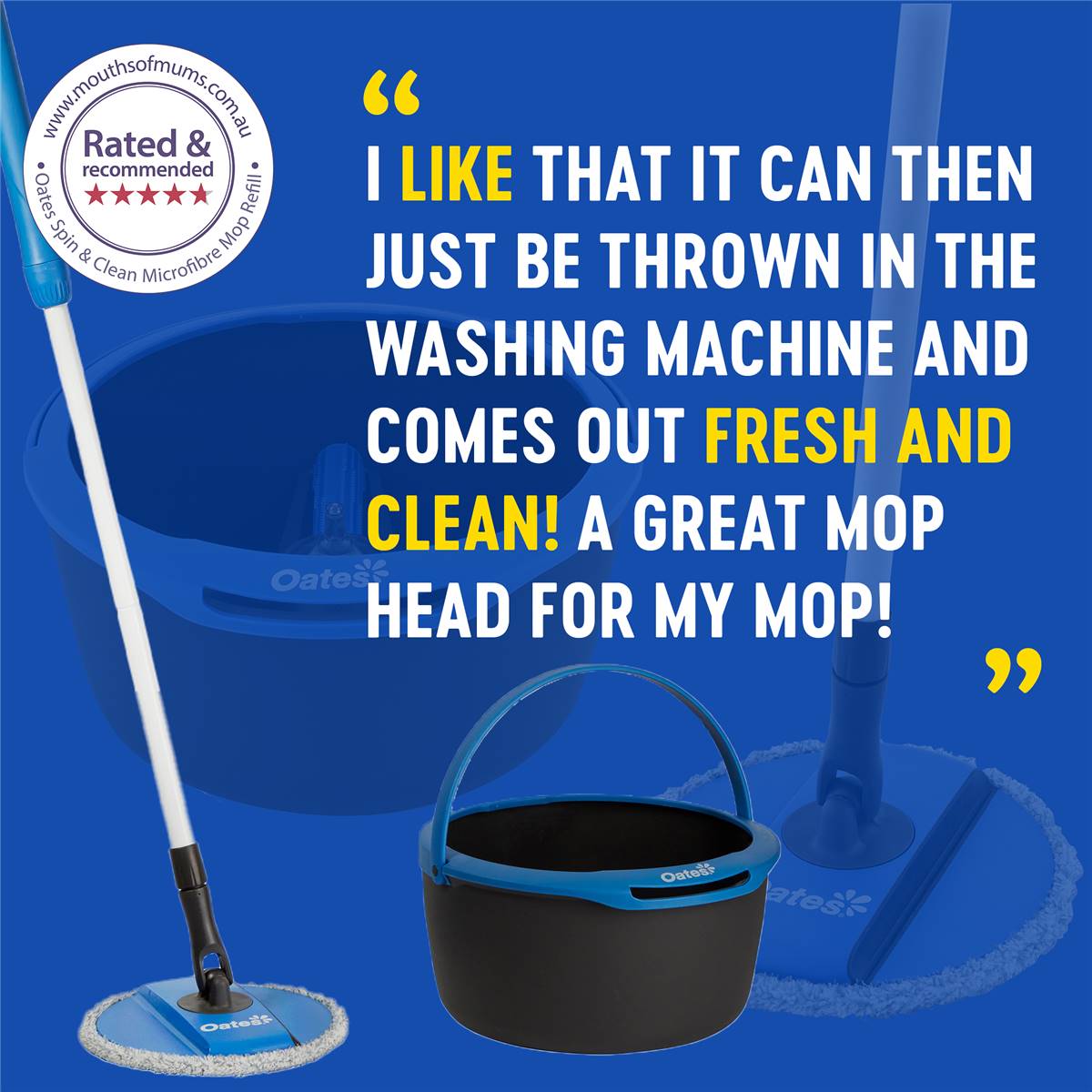 Oates Spin & Clean Compact Microfibre Mop Refill Each Woolworths