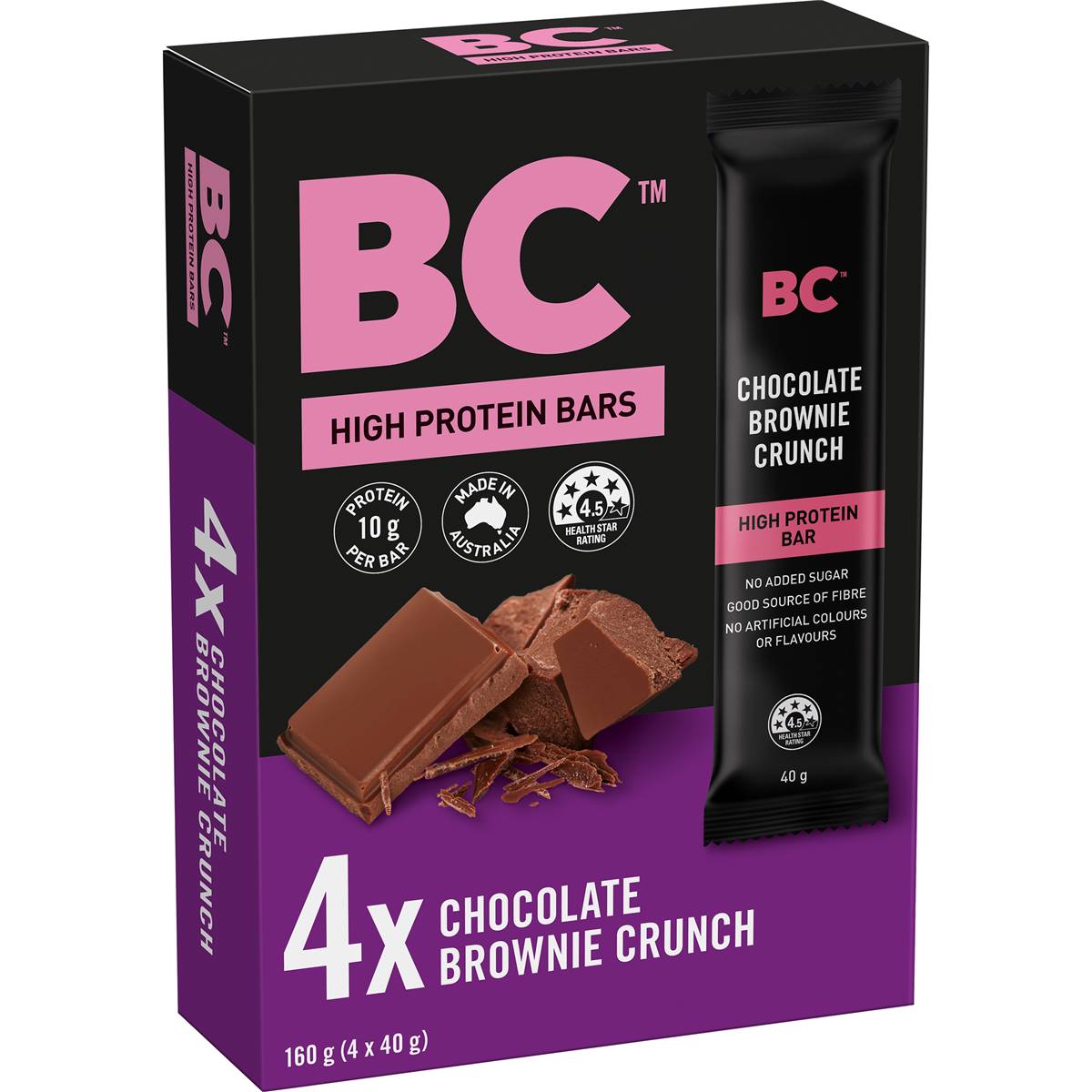 Bc Snacks High Protein Bars Chocolate Brownie Crunch 4 Pack Woolworths 0290