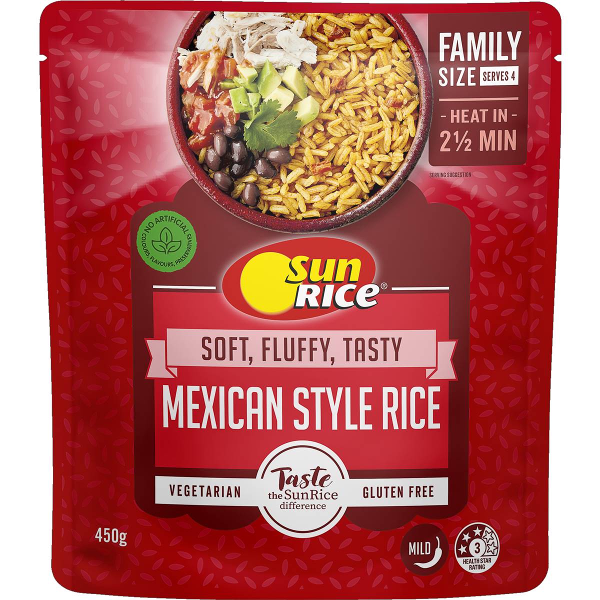 Sunrice Microwave Mexican Style Rice Flavoured Rice Pouch 450g | Woolworths