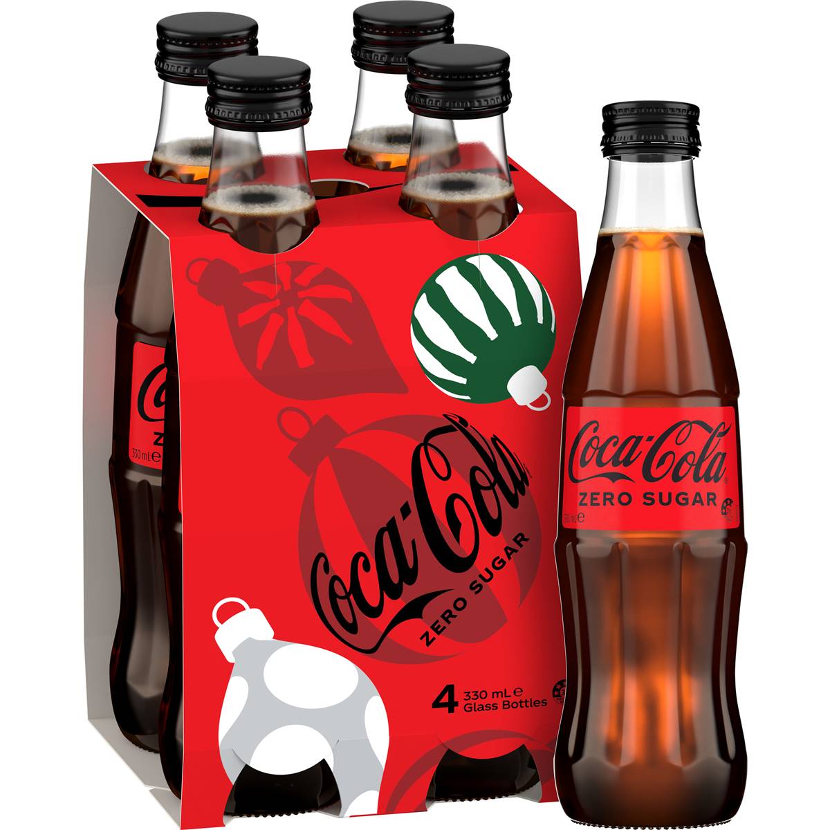 Coca Cola Zero Sugar Glass Bottle 330ml X 4 Pack Woolworths