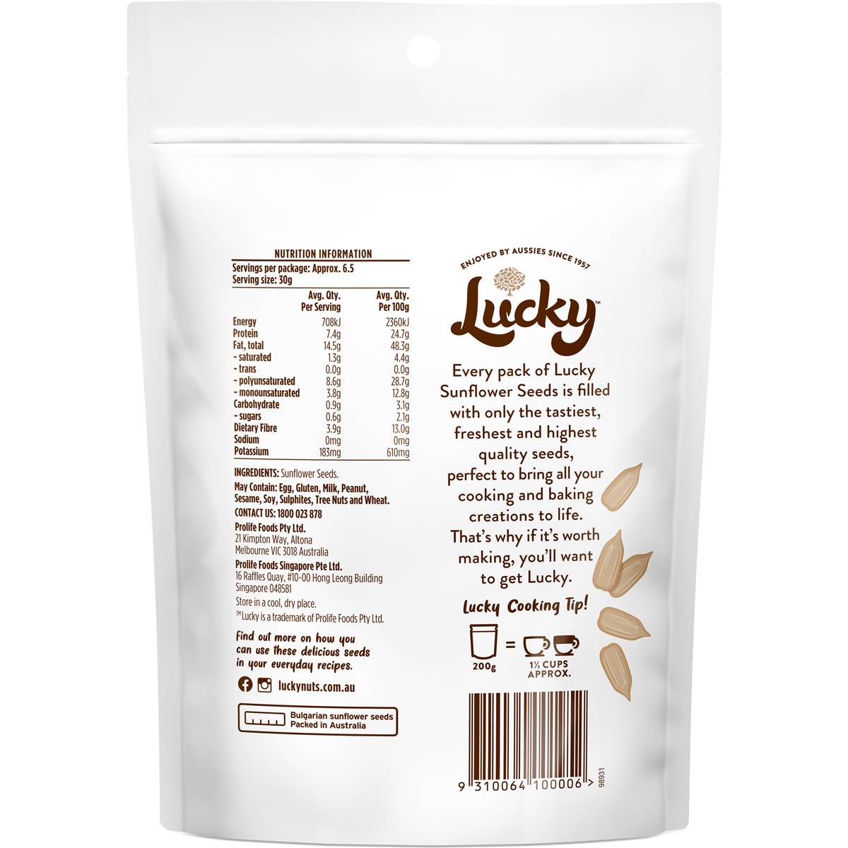 Lucky Sunflower Kernels 200g Woolworths