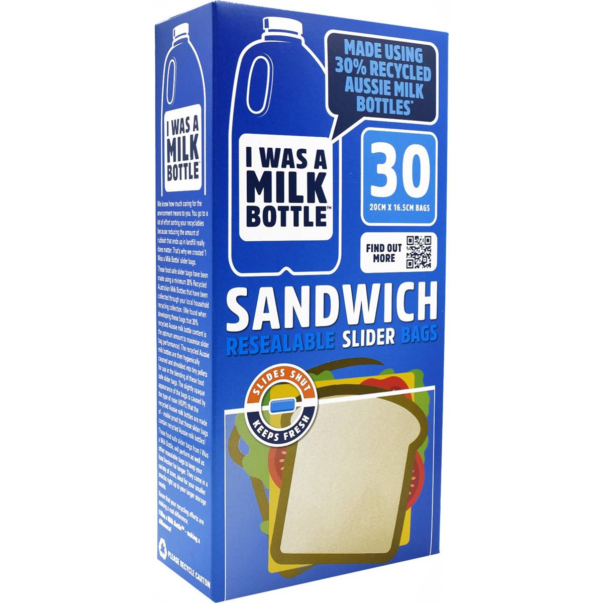 I Was A Milk Bottle Sandwich Resealable Slider Bags 30 Pack Woolworths