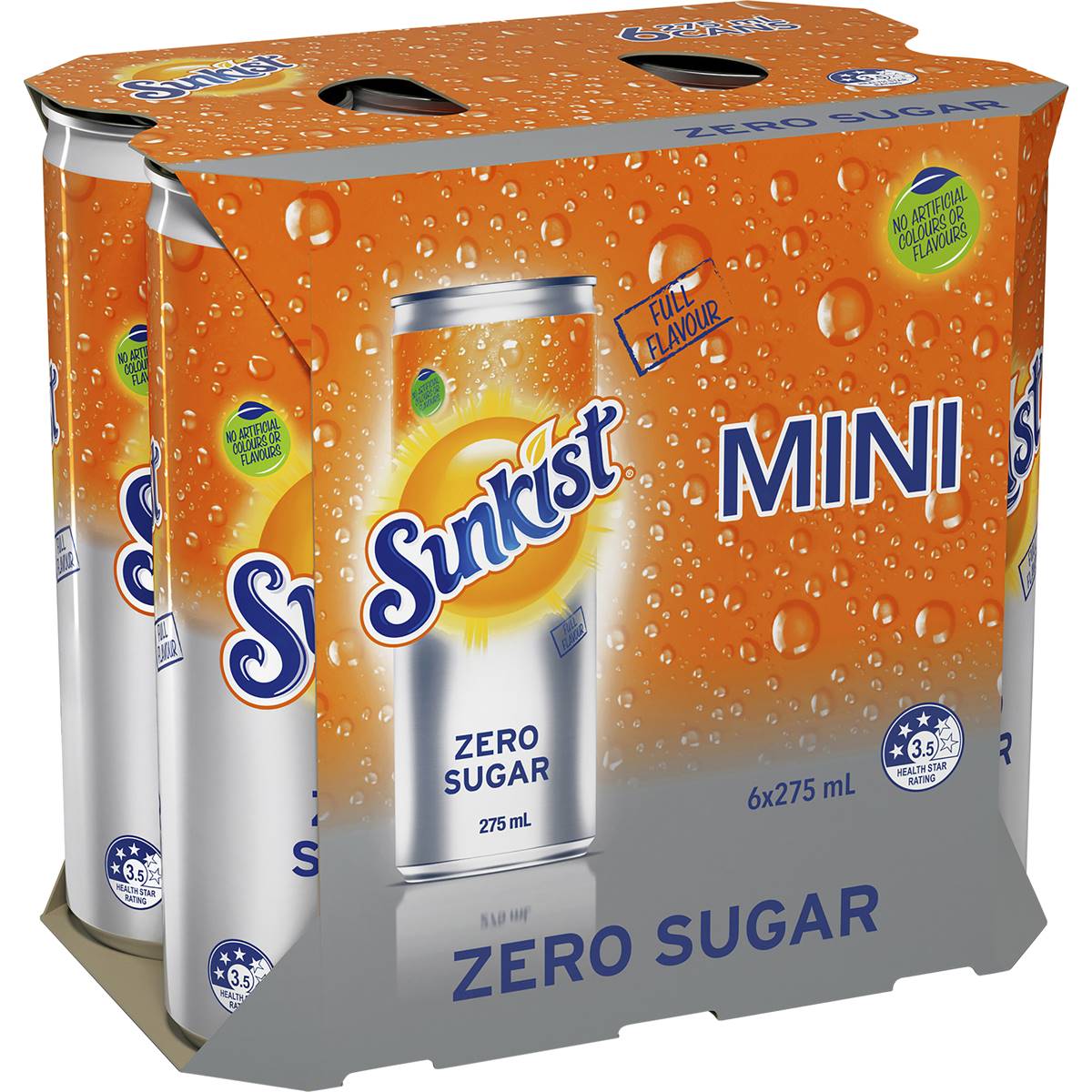 Sunkist Zero Sugar Orange Soft Drink Mini Cans Multipack Sugar Free ...