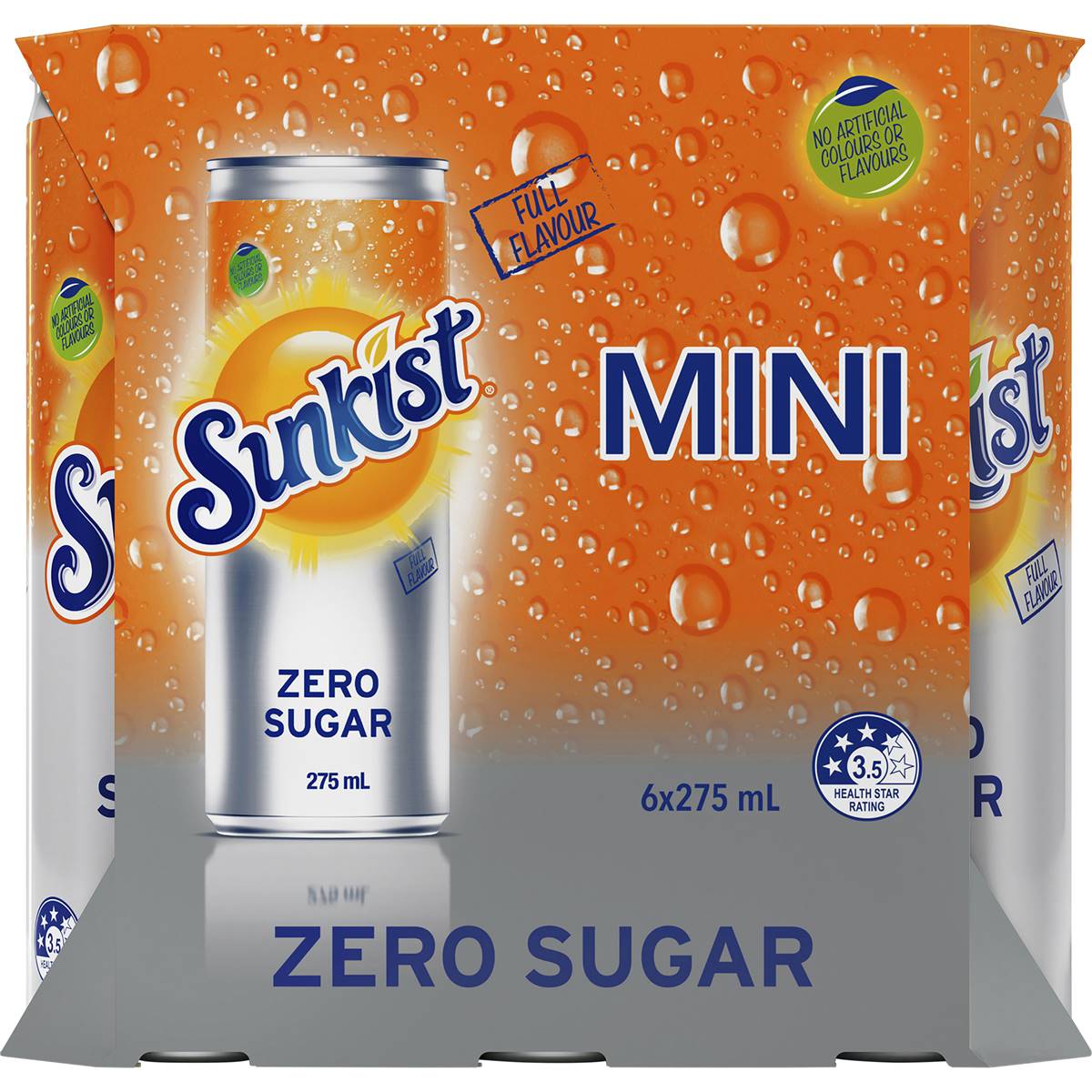 Sunkist Zero Sugar Orange Soft Drink Mini Cans Multipack Sugar Free ...