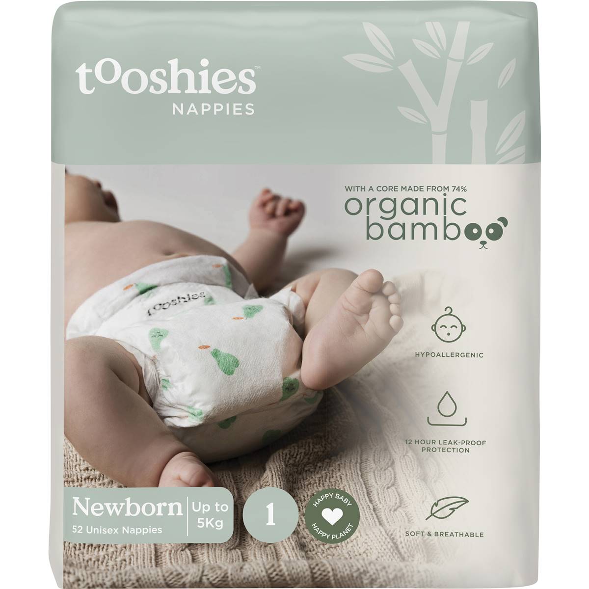 Tooshies Eco Nappies Size 1 Newborn 52 Pack Woolworths