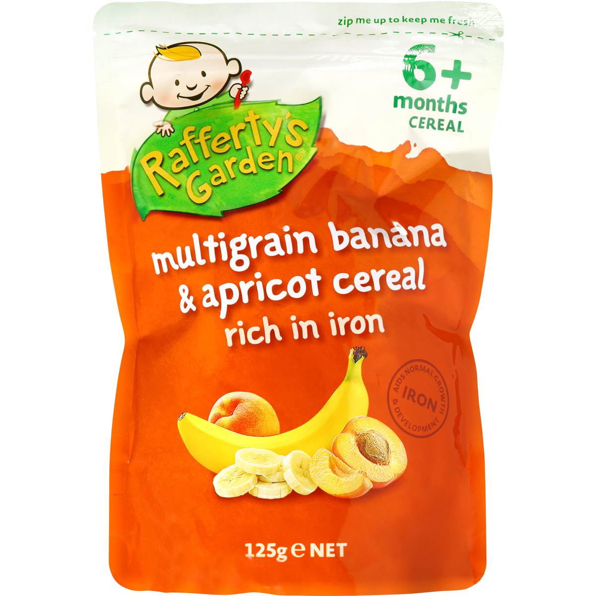 Rafferty's Garden Food 6 Months Multigrain Banana & Apricot 125g