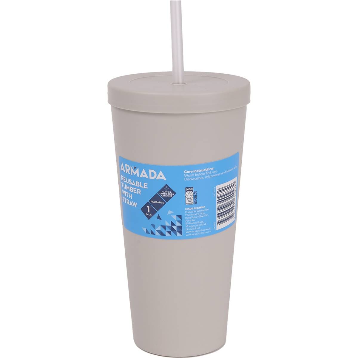 Armada Reusable Tumbler With Straw Assorted Each Woolworths