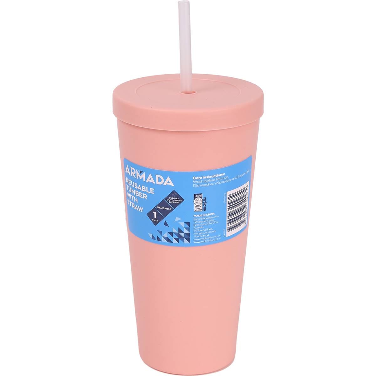 Armada Reusable Tumbler With Straw Assorted Each Woolworths