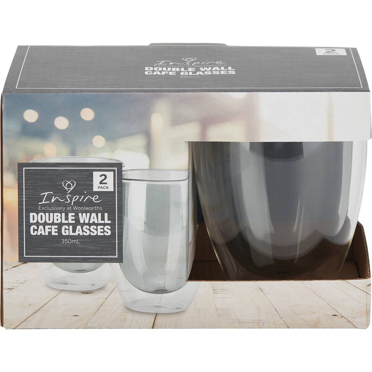 Inspire Double Wall Cafe Glasses Grey Assorted Each Woolworths