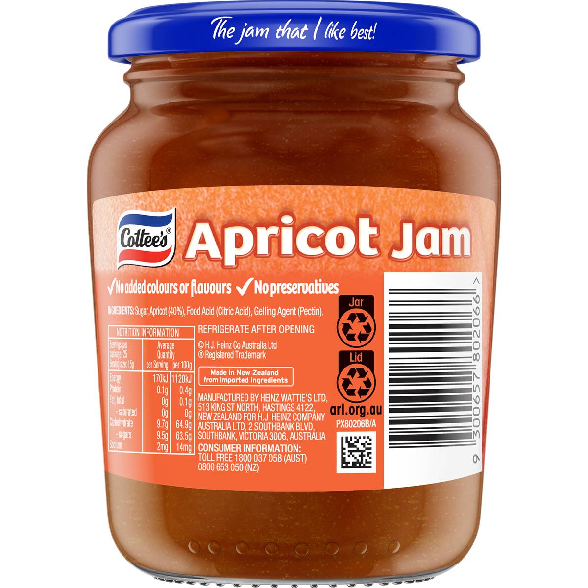 Cottee's Apricot Jam 375g Woolworths