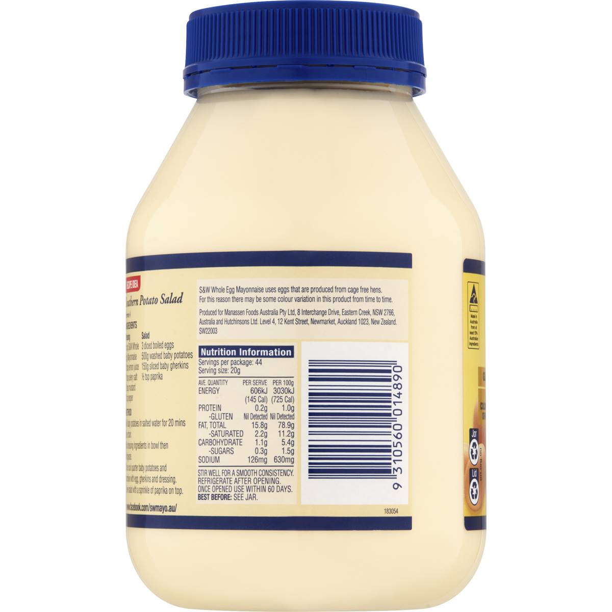 S&w Mayonnaise Whole Egg 880g Woolworths