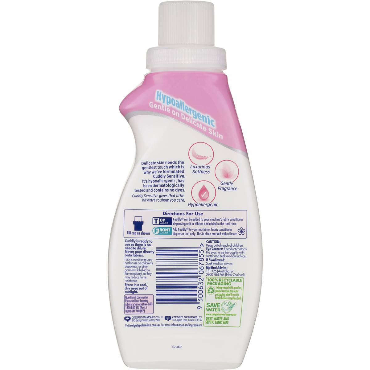 Cuddly Concentrate Fabric Softener Conditioner Soft & Sensitive 500ml