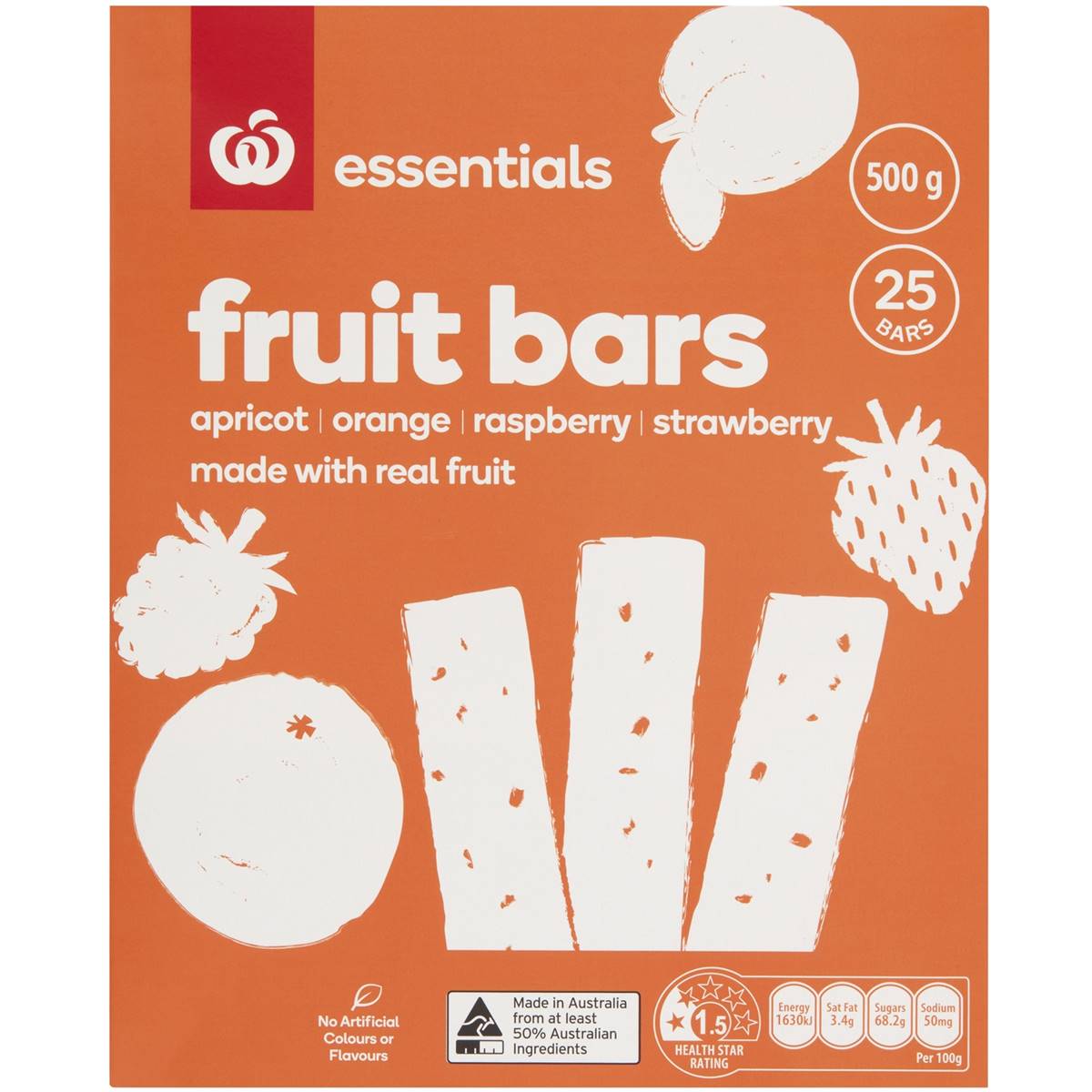 Essentials Assorted Flavours Fruit Bars 25 Pack Woolworths