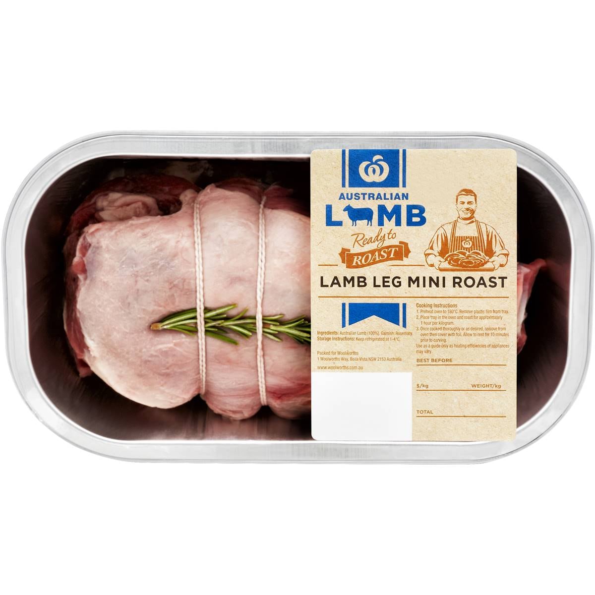 Woolworths Lamb Leg Mini Roast In Foil Tray Min. 725g Woolworths
