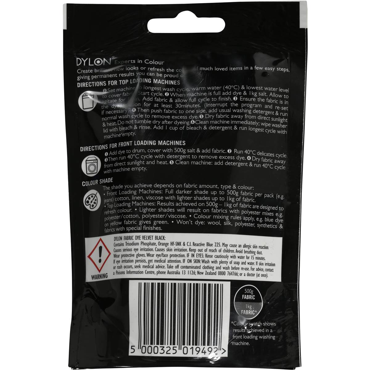 Dylon Dyes Fabric Velvet Black 100g | Woolworths