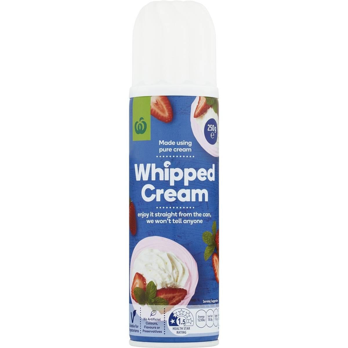 Woolworths Select Regular Whipped Cream 250g Woolworths