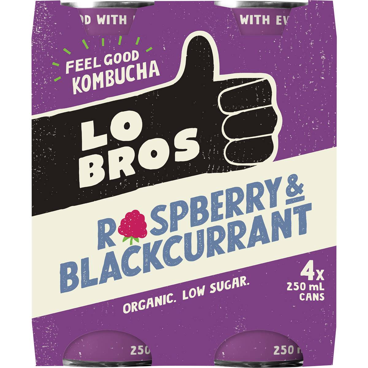 Lo Bros Kombucha Raspberry & Blackcurrant 250ml X 4 Pack Woolworths