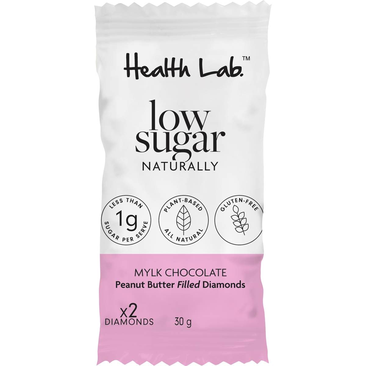 Health Lab Low Sugar Mylk Chocolate Diamonds Peanut Butter 30g Woolworths