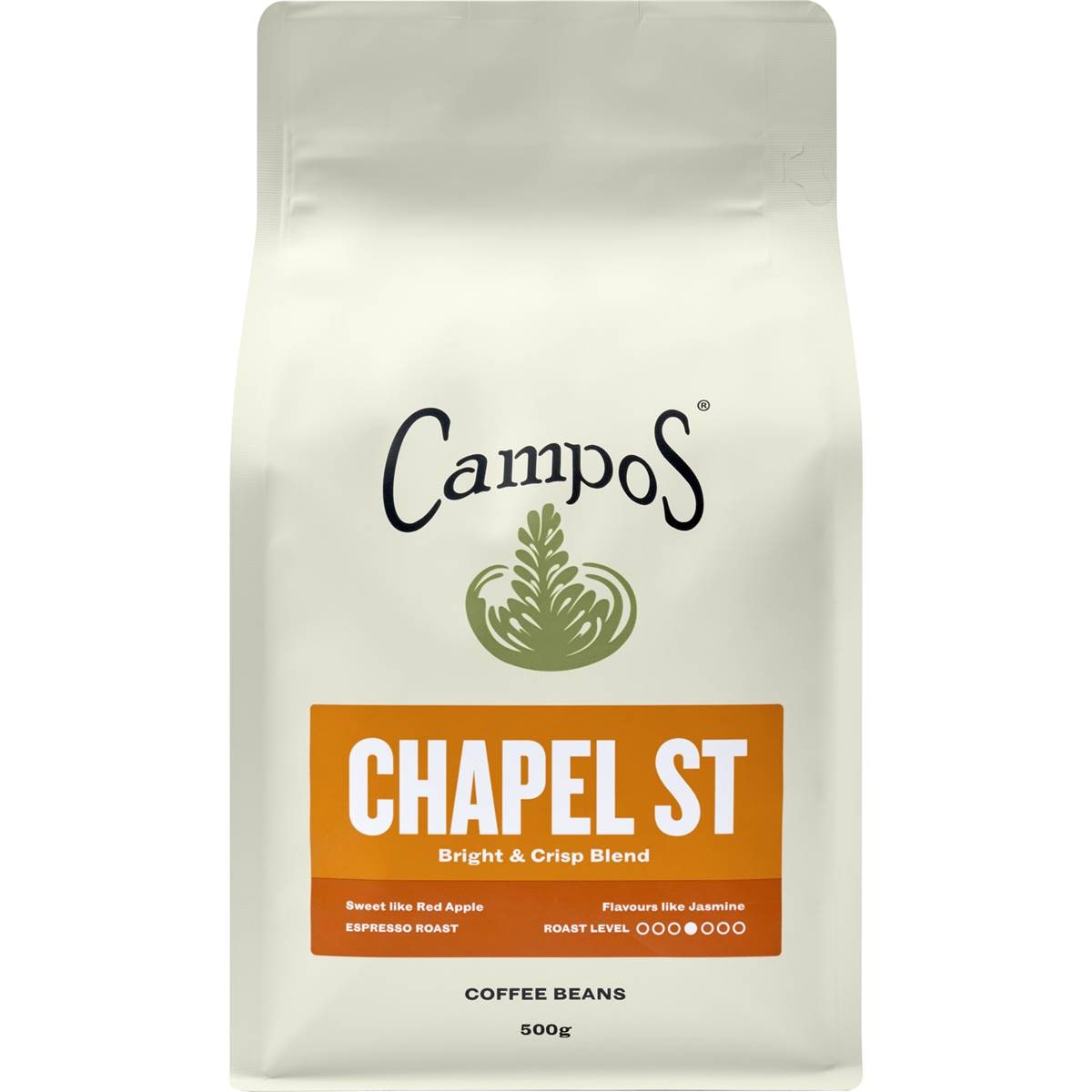 Campos Chapel St Coffee Beans Bright & Crisp Blend 500g Woolworths
