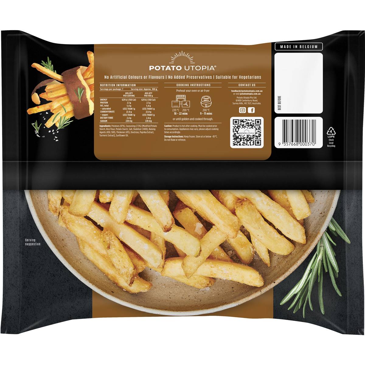 Potato Utopia Rustic Skin On Fries 700g Woolworths