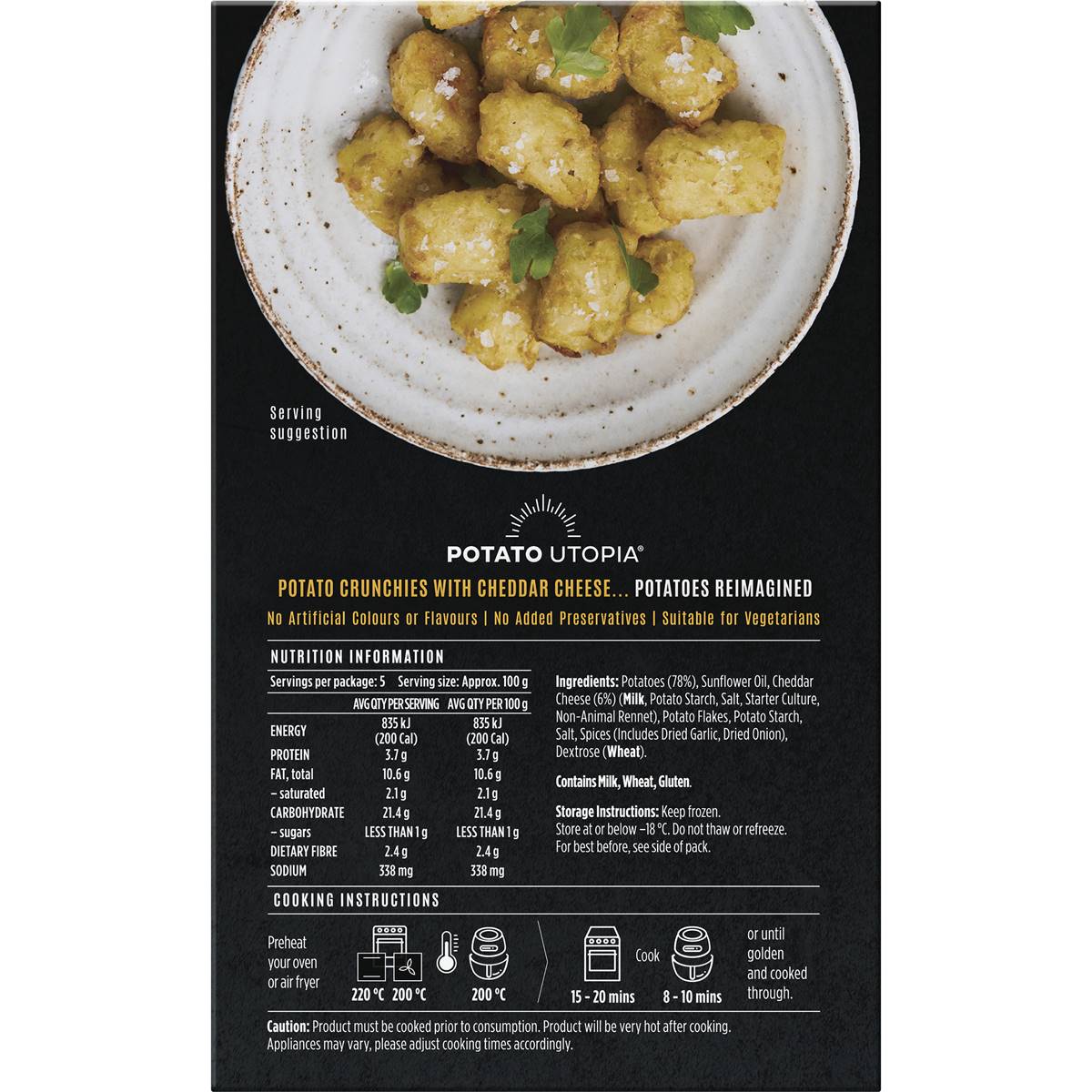 Potato Utopia Potato Crunchies Cheddar Cheese 500g Woolworths