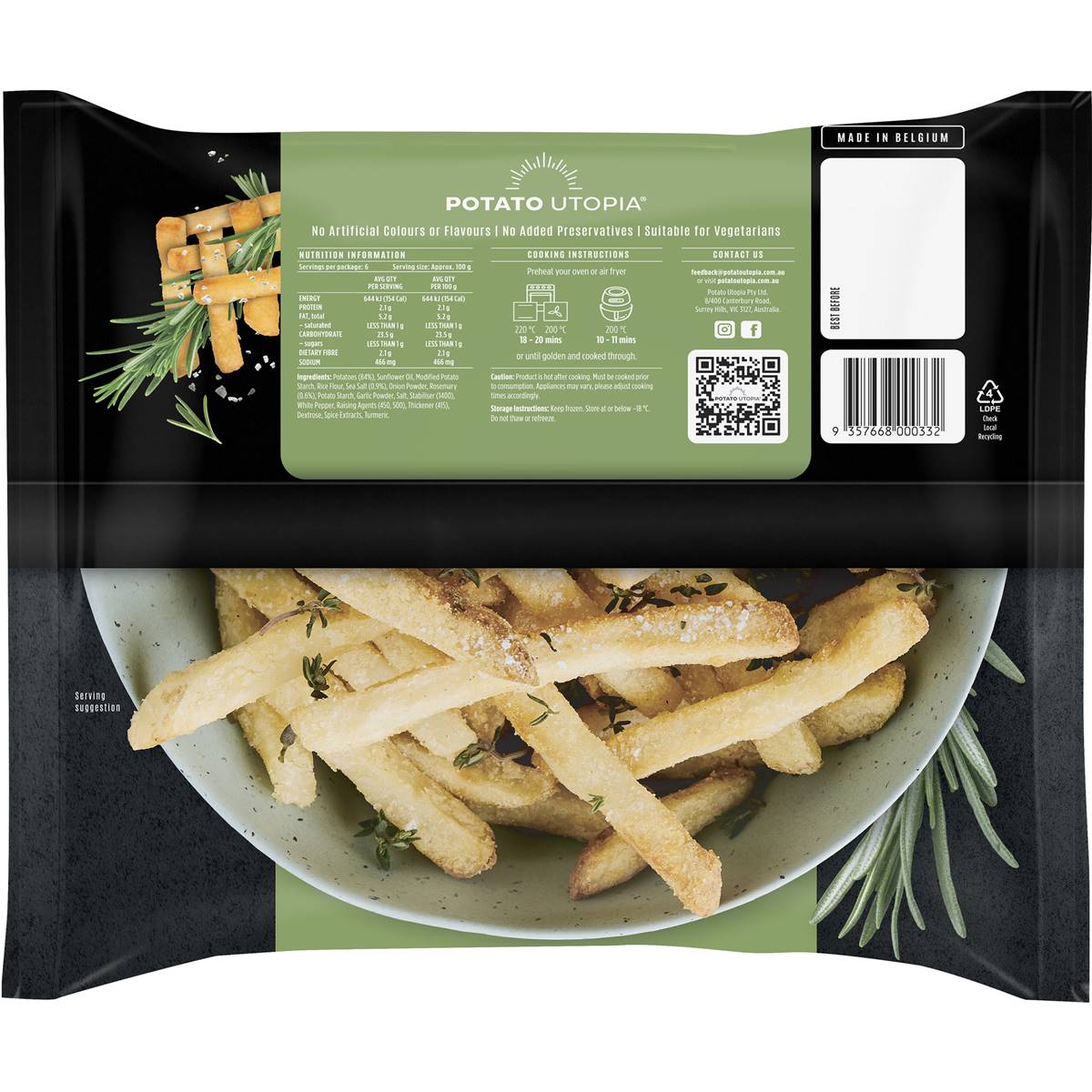 Potato Utopia Rosemary & Sea Salt Flavoured Fries 600g Woolworths